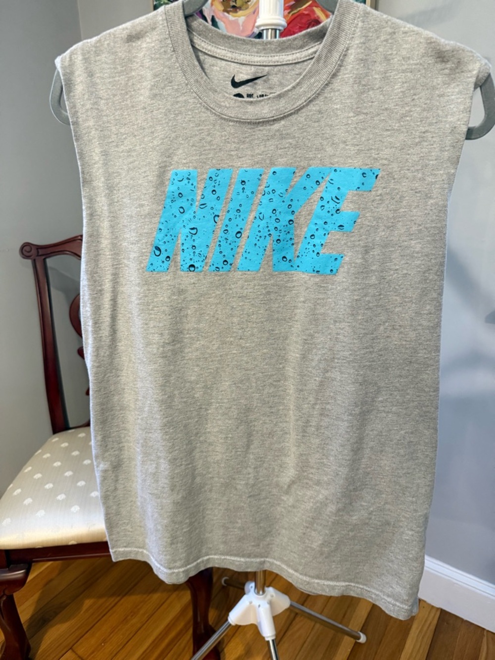 Nike Gray Tank Top with Aqua Graphic